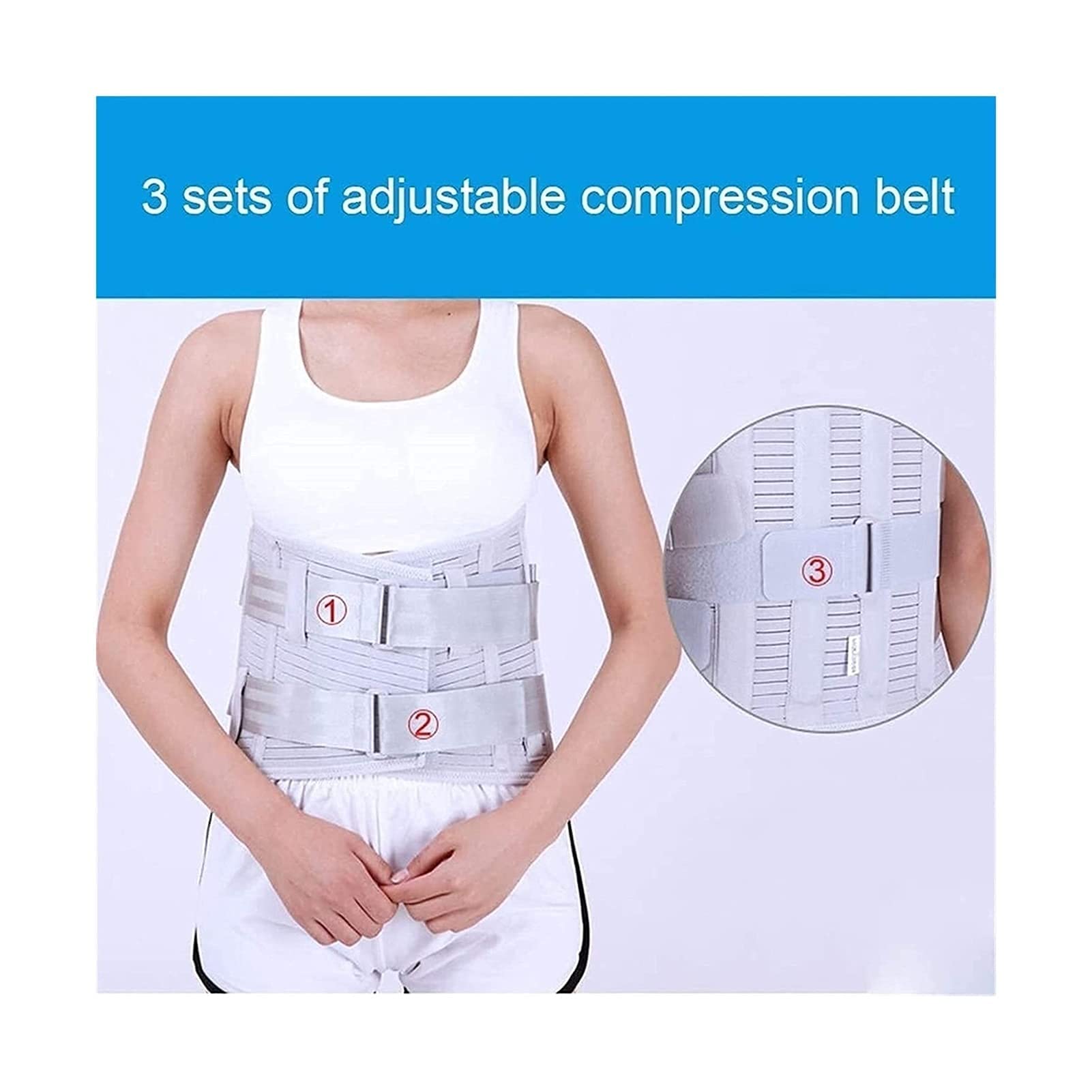 Cinturón de soporte lumbar para la parte inferior de la espalda con tiras de aluminio curvadas, paneles de malla transpirable Correas de gancho y bucle ajustables dobles (Tamaño : XX-Large) (M) (