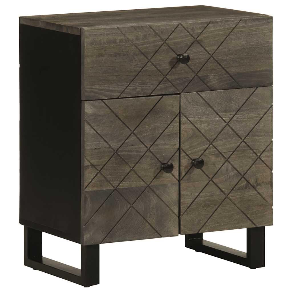 Vidaxl Black Bedside Cabinet 50X33x60 Cm Solid Wood Mango