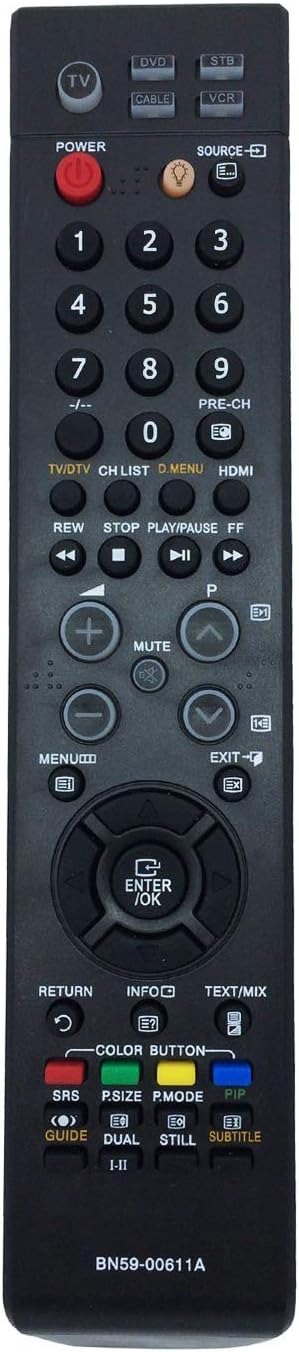 Replace BN59-00611A Remote Control for Samsung BN59-00603A LE32S67BDX LE32S60BDX LE32S86BD LE32S86BCX LE40S86BDX E32S86BDX LE37S86BDX LE37S67BDX LE37S67BDX LE40S66BDX 7BDX BDX LE40S86BCX