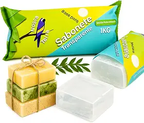 Base Glicerinada Transparente para Sabonete Nossa Terra 1KG, Fácil Derretimento, Alta Espumação e Excelente Acabamento para Sabonetes Artesanais