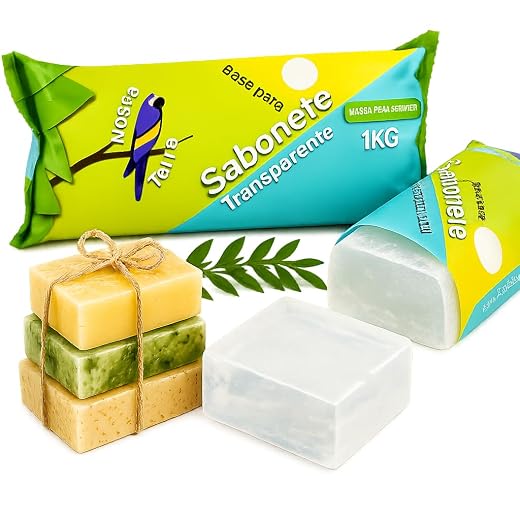 Base Glicerinada Transparente para Sabonete Nossa Terra 1KG, Fácil Derretimento, Alta Espumação e Excelente Acabamento para Sabonetes Artesanais