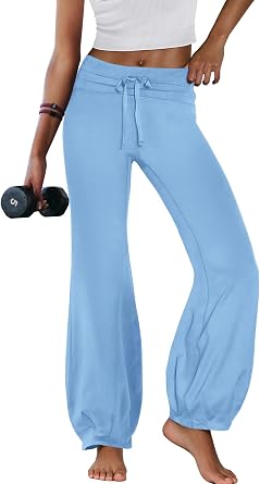 Nirovien Womens Fold Over Yoga Pants Pilates Wide Leg Leggings Workout Athletic Pants Drawstring Gym Leggings