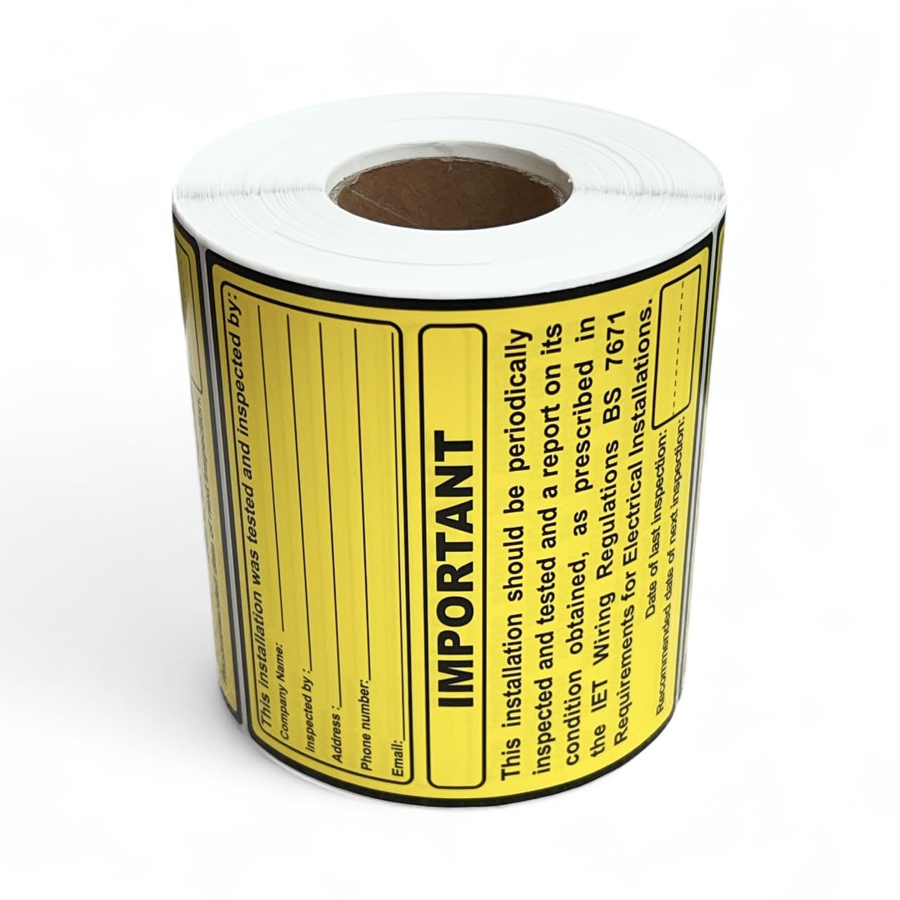 Electrical Safety Periodic Inspection Test Labels, Roll of 500, Electrical Safety BS7671, Size 101 mm x 101 mm, self-Adhesive Labels