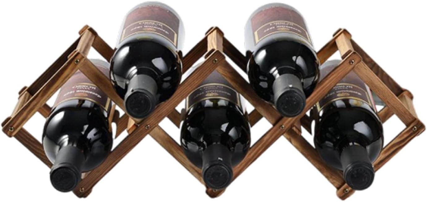 Wine Rack, Wood Wine Storage Racks Countertop, Foldable Tabletop Free Standing Wine Bottle Stand Holder Display Shelf for Home Kitchen Bar Cabinets,C
