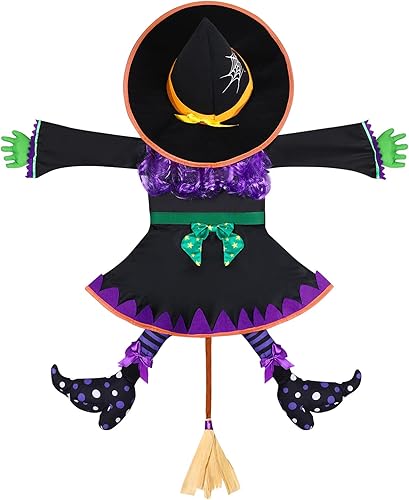 IMIKEYA Decoración de Halloween de bruja estrellada contra el árbol, decoración colgante de Halloween al aire libre, divertidas decoraciones de