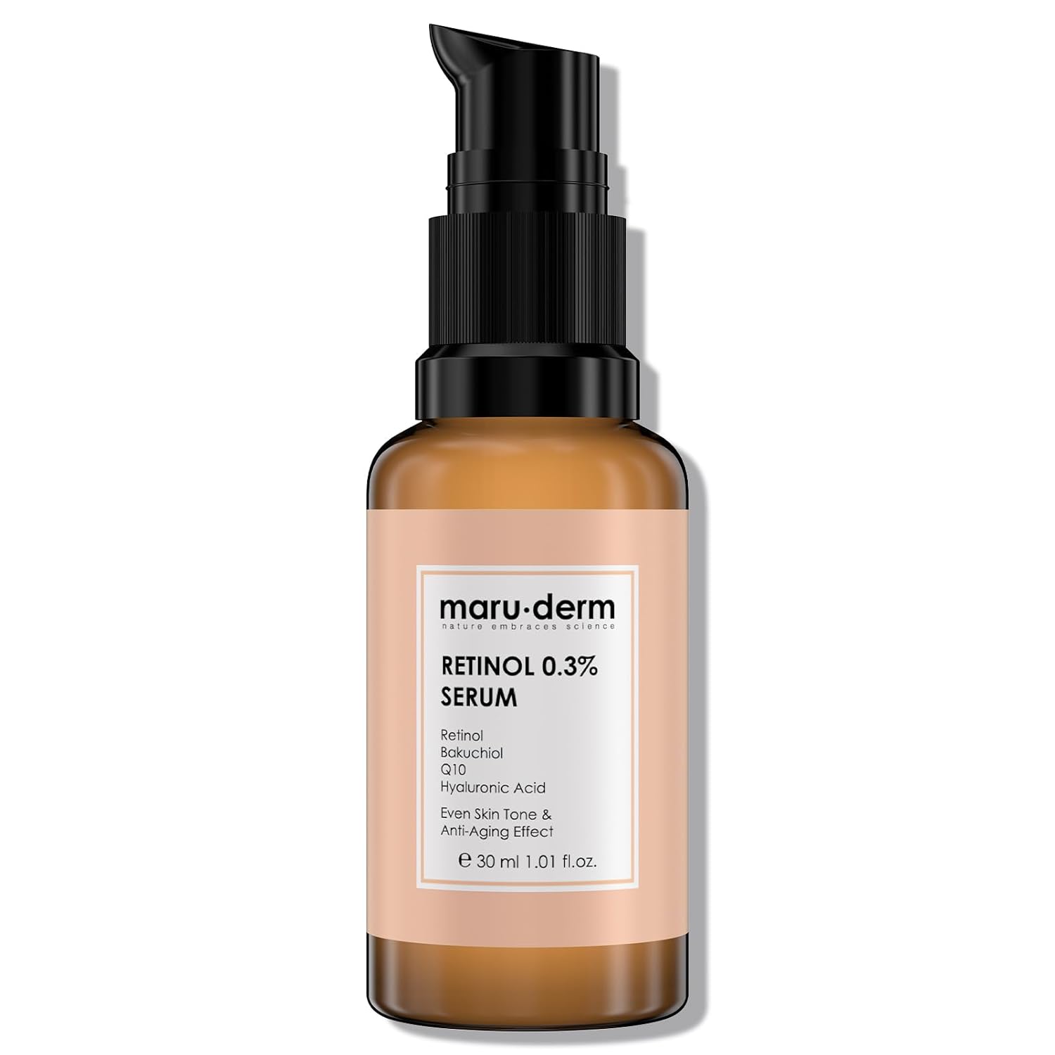 Maruderm Retinol 0.3% Serum — With Bakuchiol, CoQ10 (Ubiquinone) & Hyaluronic Acid — Smoother, Firmer-Looking Skin — 1.0 fl. oz. (30 mL)