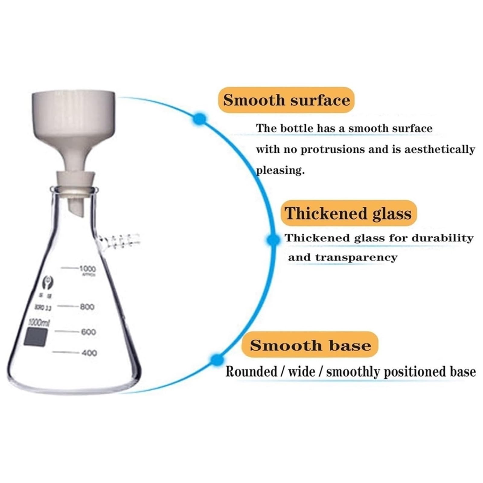 Laboratoryjny zestaw filtrów próżniowych: lejek Buchner | Szklane urządzenia do filtracji/destylacji próżniowej. Lejek Buchner, ręczna pompa próżniowa, kolba filtrująca (500 ml)