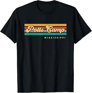 Vintage Sunset Stripes Potts Camp, Mississippi T-Shirt