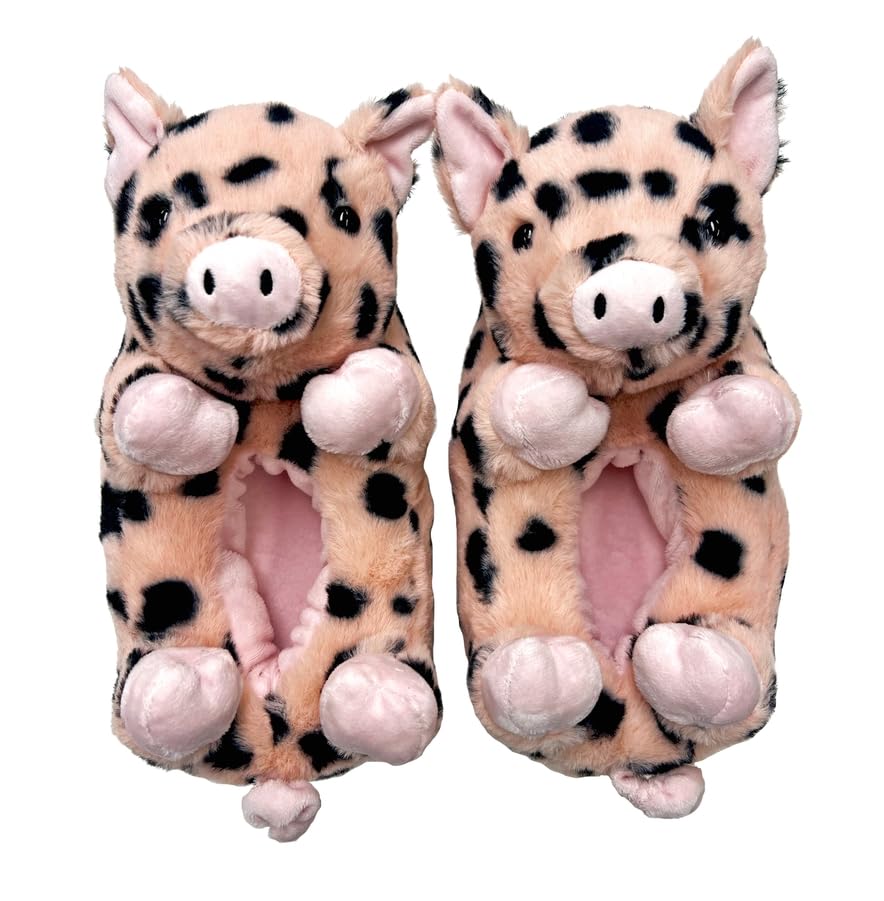 Image of Women's Animal Plush Slippers, Cute Cozy Fuzzy House Shoes Non-Slip Sole