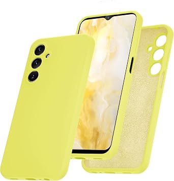 for Samsung Galaxy A25 5G Case,Upgraded Liquid Silicone with [Camera Protection] Slim Fit Soft Anti-Scratch Microfiber Lining Phone Case for Samsung A25 6.5 inch - Yellow