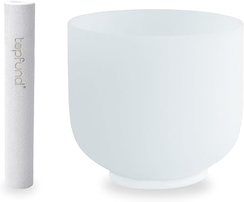 Miniatura 13 de TOPFUND - Cuenco de cristal de 8 pulgadas, afinado en la nota A# y de color violeta, para el chakra pineal, instrumento de meditación y sanación del