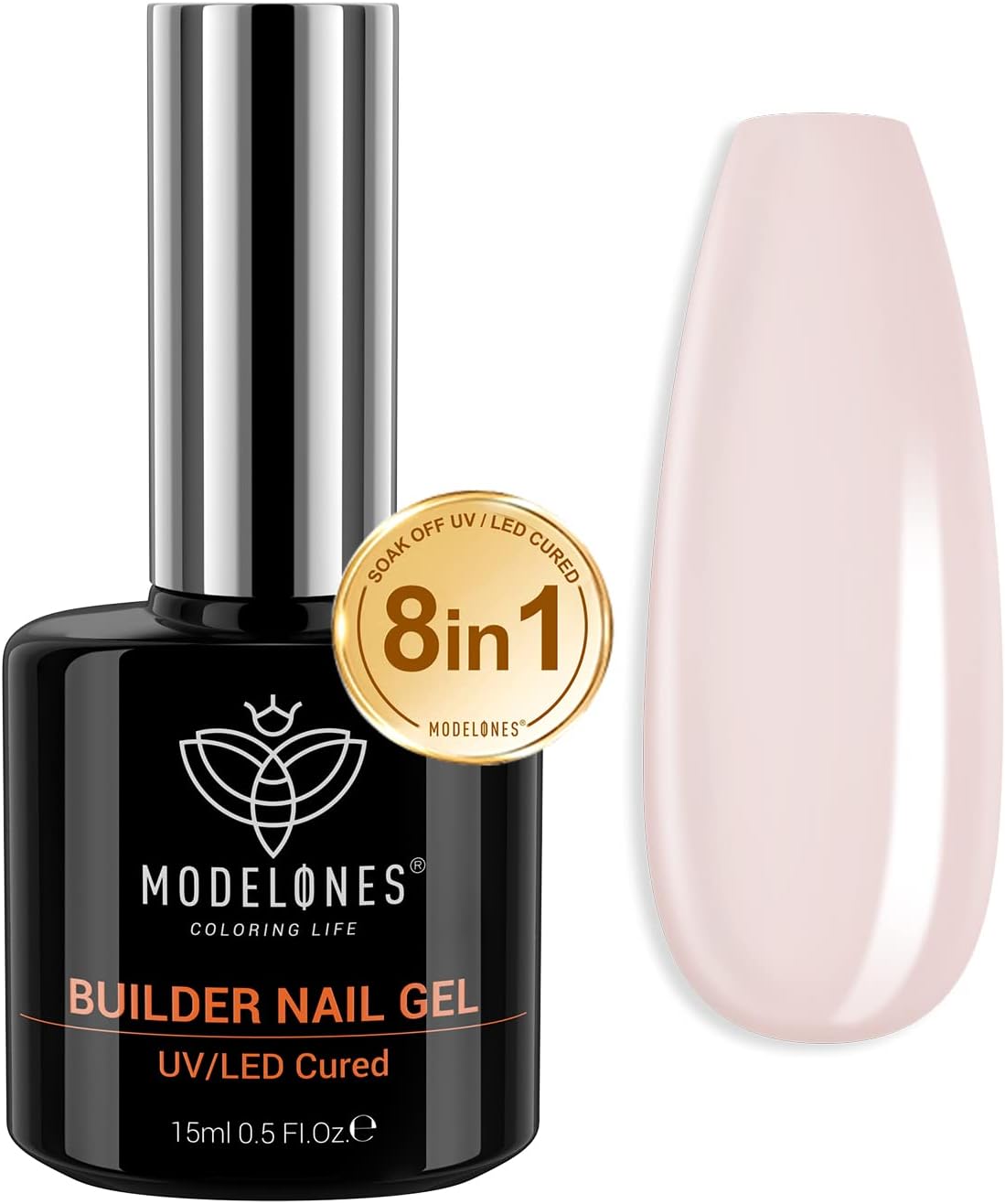 Modelones Gel Nail Polish Builder Nail Gel, 8in1 Cover Nude Gel