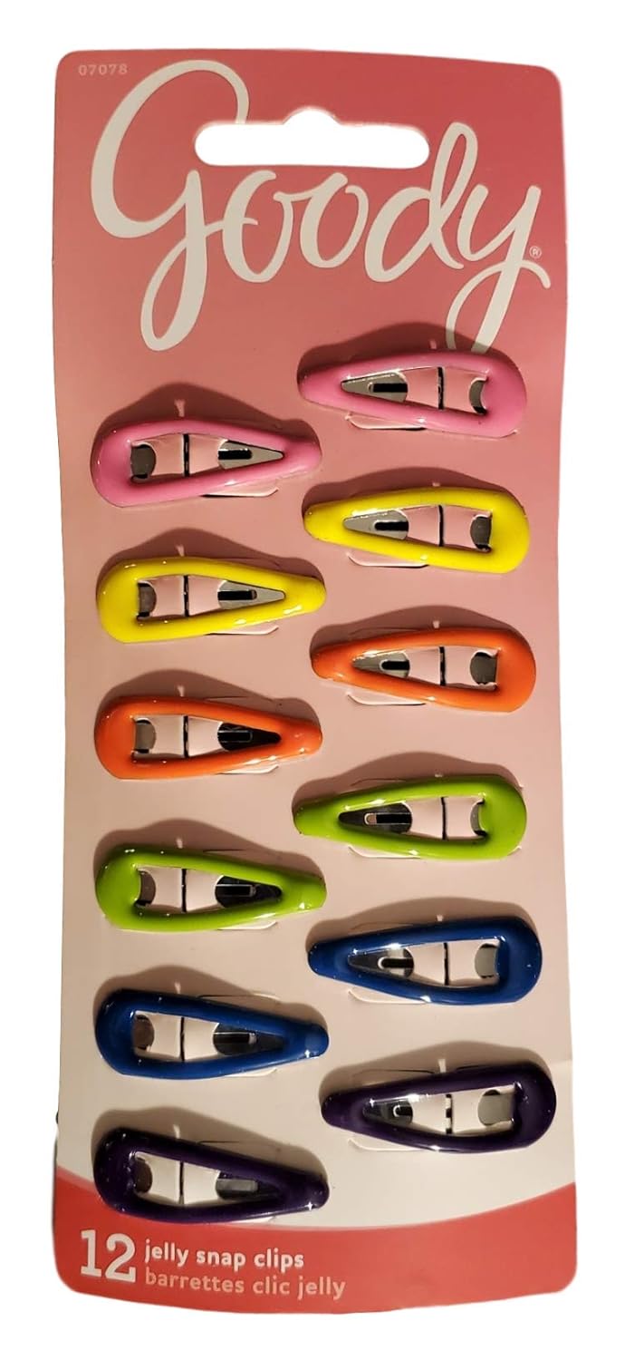 Goody Snap Hair Clips, Girls, Assorted Gel Colors, 12