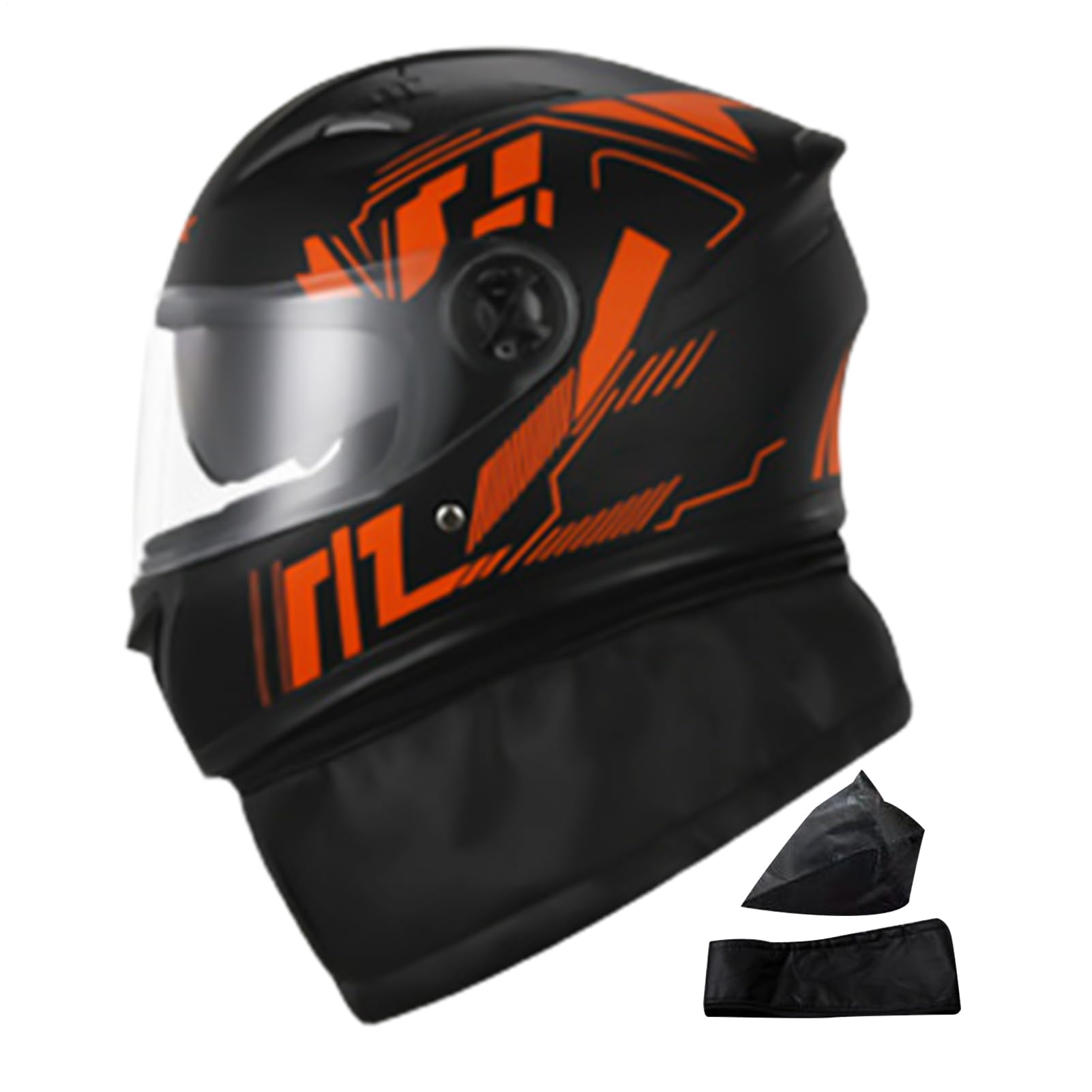 Casco de moto integral - Carcasa transpirable de 35 cm, bufanda extraíble, parasol de protección UV, acolchado cómodo | Equipo de seguridad de moto para scooters Street Riding Navettage Touring