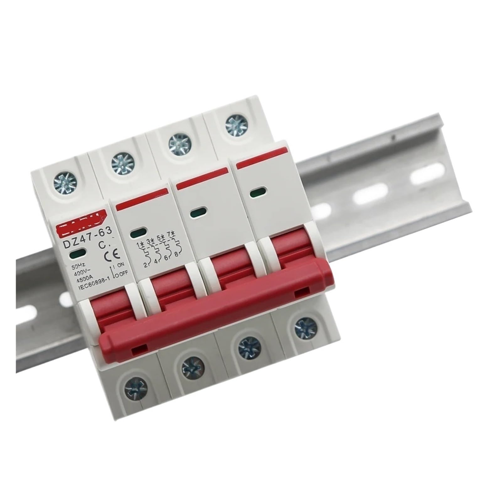 Disjoncteur miniature 4 pôles rail DIN 35mm installation courbe C