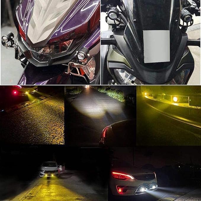 Image of Mini Drive Fog Light Universal for Car and Bike Dual Color White /Amber Motorbike Lighting Fog Light for Bike