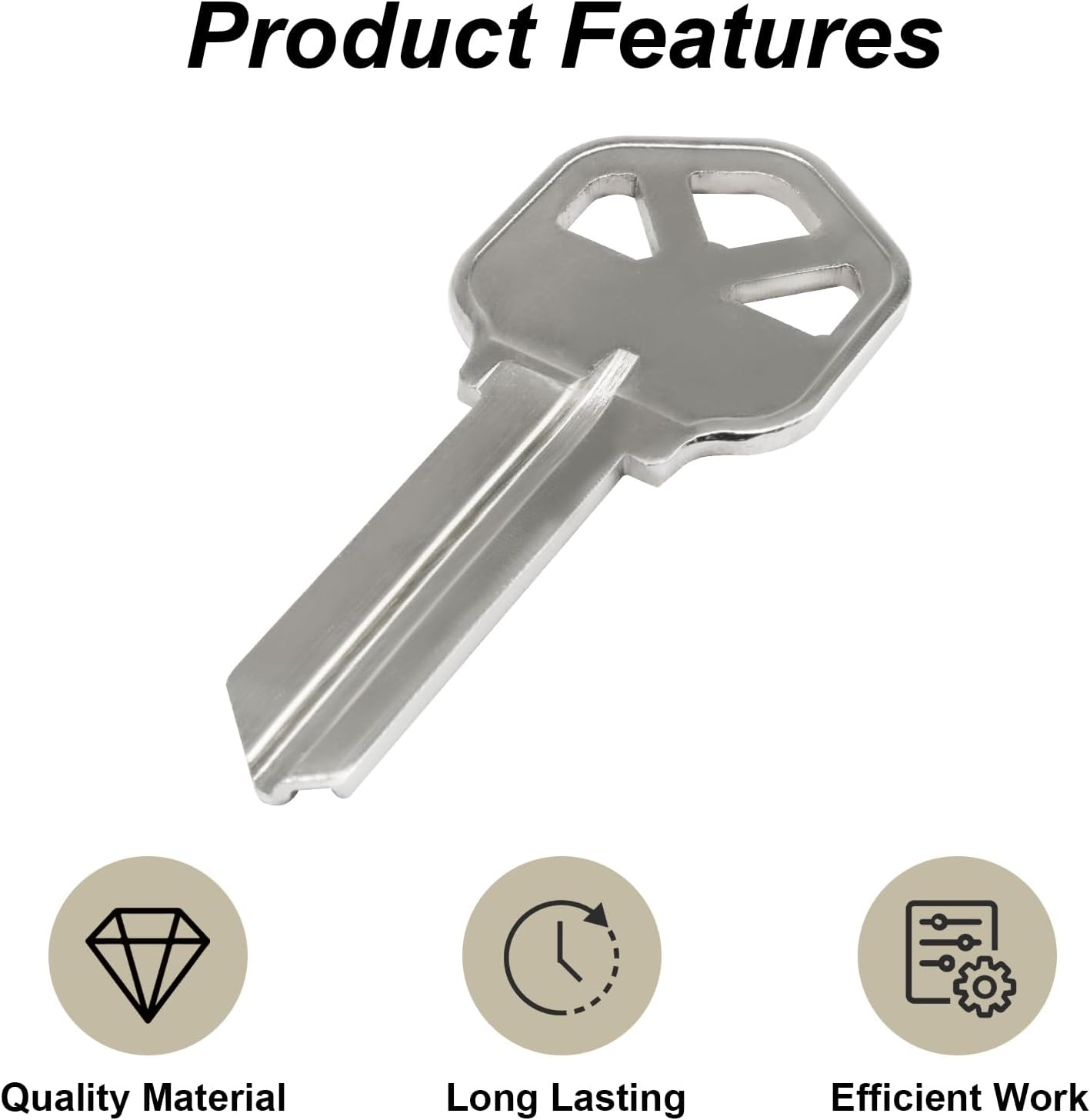 50 Pack KW1 Key Blanks, Compatible with Uncut Brass Blank Keys for Home and Professional Use