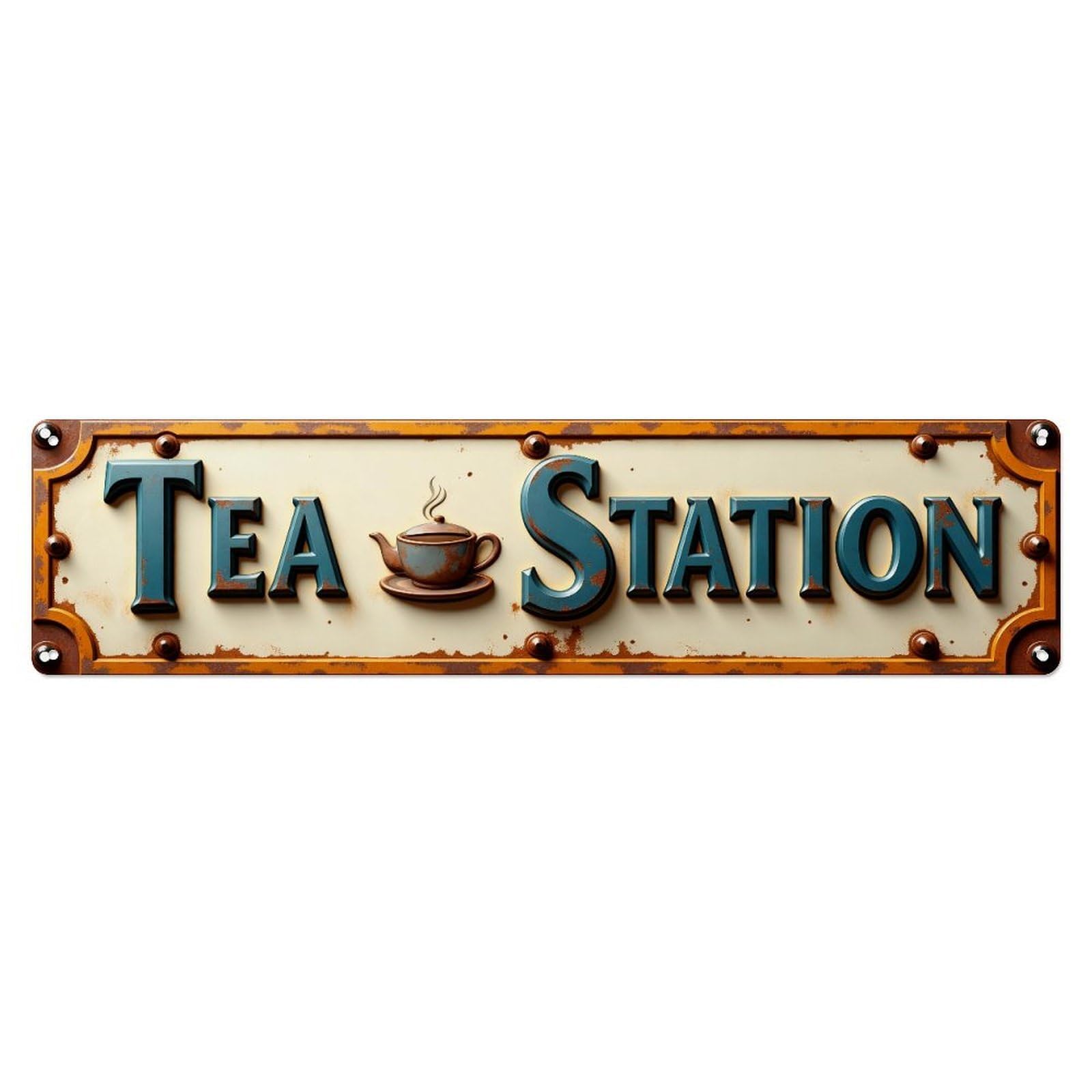 Coffee Station Sign Pattern Print Tin Sign Vintage Metal Sign Home Bar Garden Indoor & Outdoor Wall Decor Retro Metal Poster 4x16 Inch