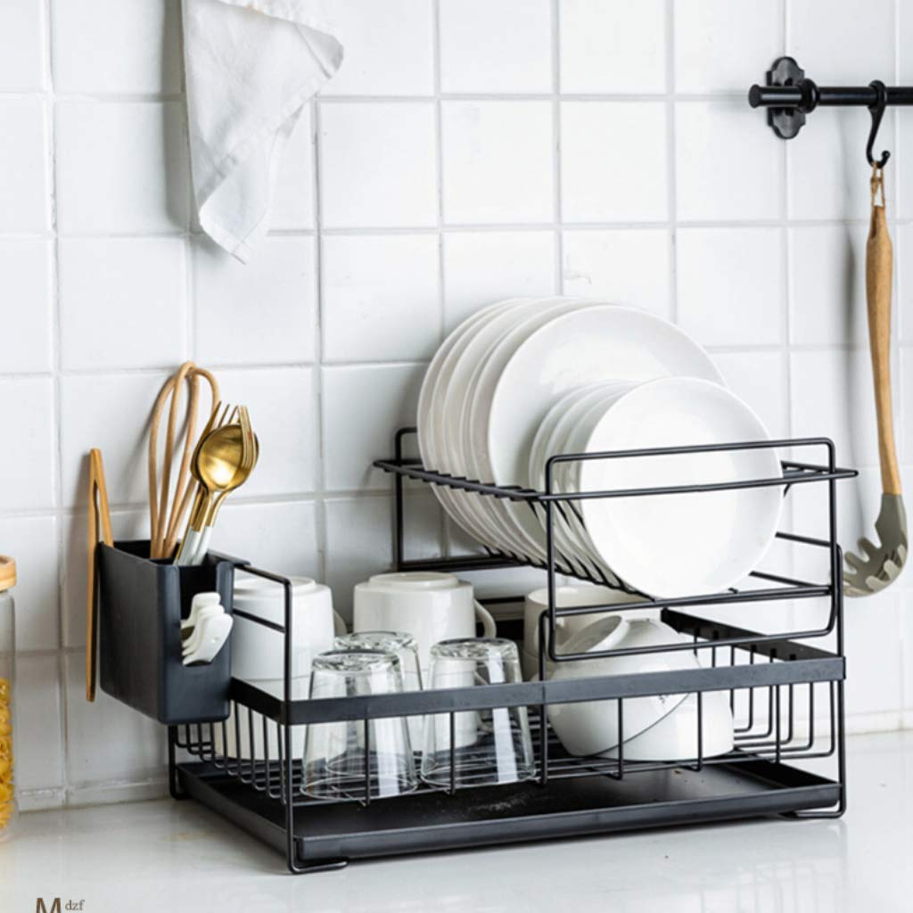 SUNFICON Kitchen Dish Drying Rack Dish Drainer 2 Tier Detachable Sink