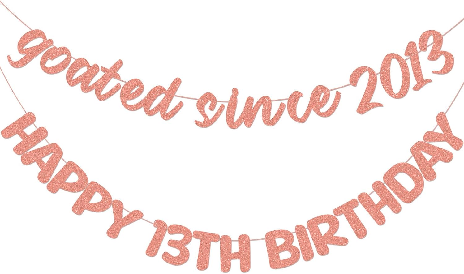Epakh Pre-strung Goated Since 2013 Happy 13th Birthday Banner Pink Glitter 13th Birthday Party Decorations 13 Year Old Hanging Banner Photo Props Supllies