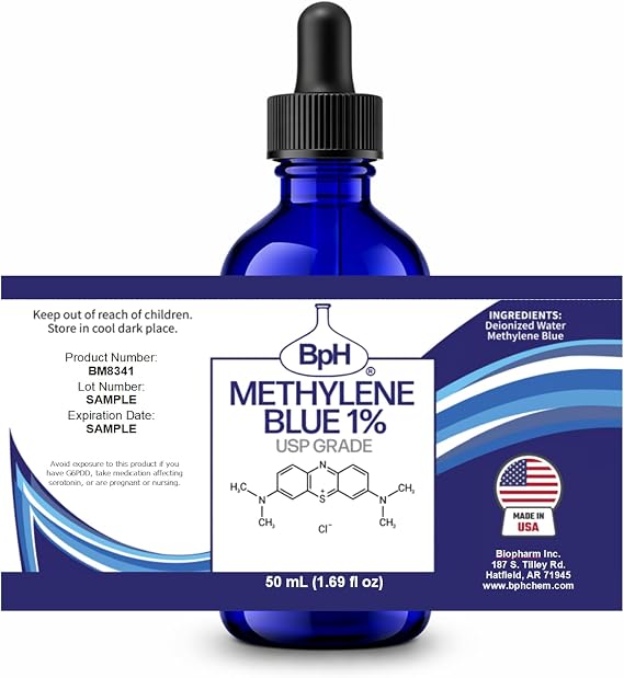 Biopharm Methylene Blue, 1% USP Grade: 2x50 mL Twin Pack Glass: Third party tested