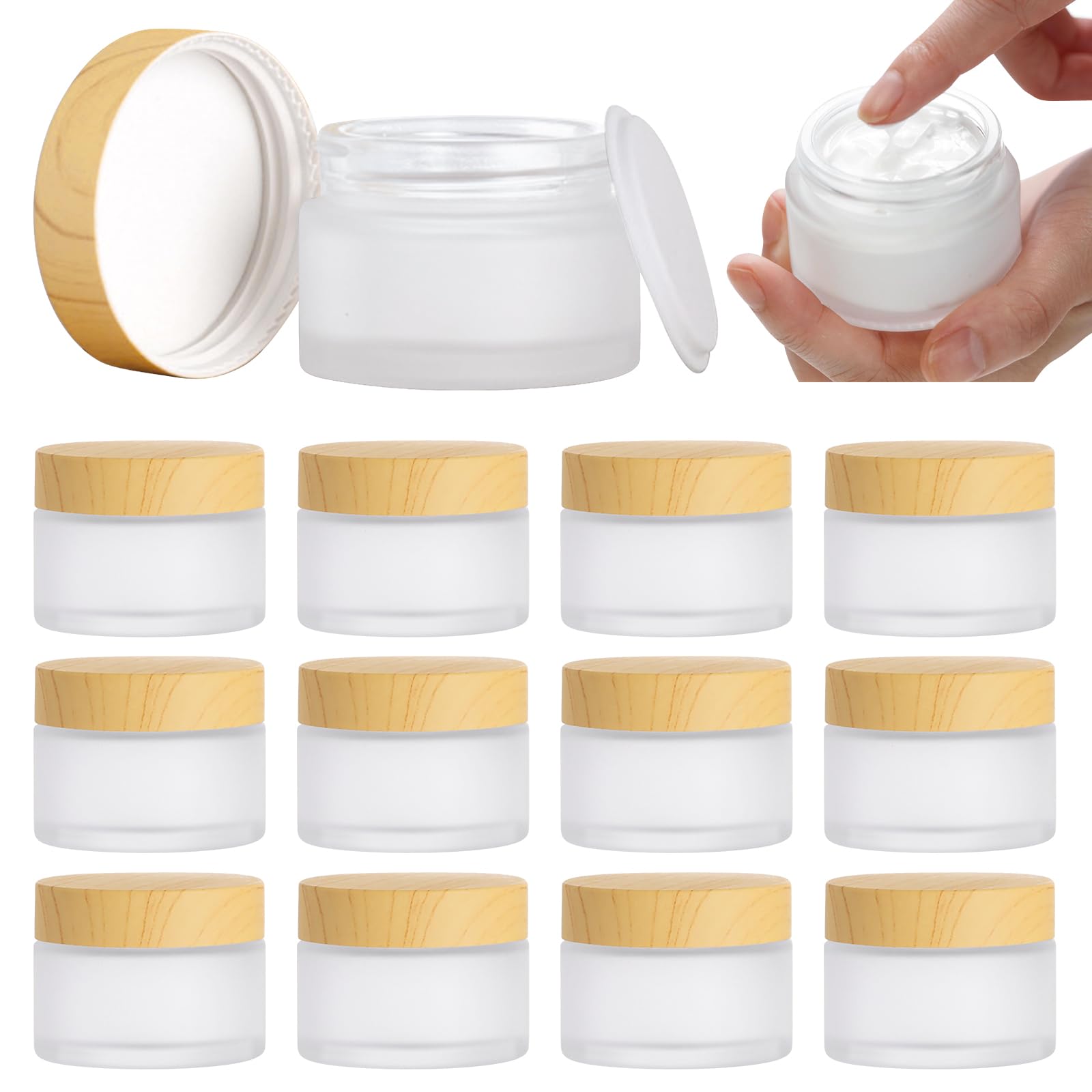 Contenant Cosmetique Vide, 12 Pièces Creme A Depolir Le Verre 30g, Pot Vide Cosmétiques, Pots Cosmétiques Vides Pour Cosmétiques Crèmes Poudre Lotion