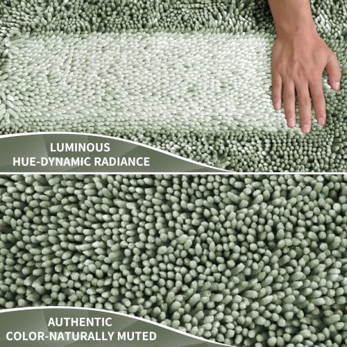 Image of Yimobra Chenille Bathroom Rugs Non Slip, Extra Thick Soft Absorbent Bath Rug 31.5x20 Inch, Machine Washable Quick Dry Bath Mat for Bathroom Floor, Tub and Shower, Home Decor Accessories, Sage Green