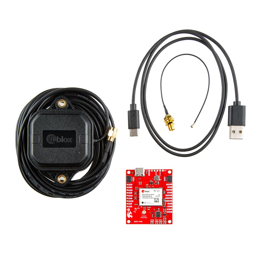 SparkFun GPS-RTK Dead Reckoning Kit (U.FL) - ZED-F9R - GPS Real Time Kinematics - High Precision - Sensor Fusion GPS Board - Dimensions: (1.7in x 2.0in) - Operating Voltage: 5V or 3.3V