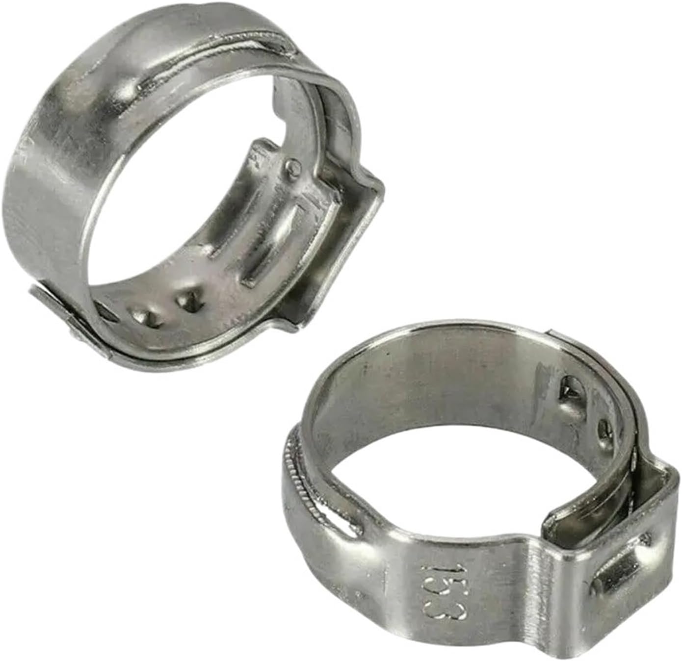 25pcs In bags Single Ear Hose Clamps 5.8-23.5mm 304 Stainless Steel Ear Stepless Pipe Cinch Clamps Rings Assortment Kit(25pcs 10.3-12.8mm)