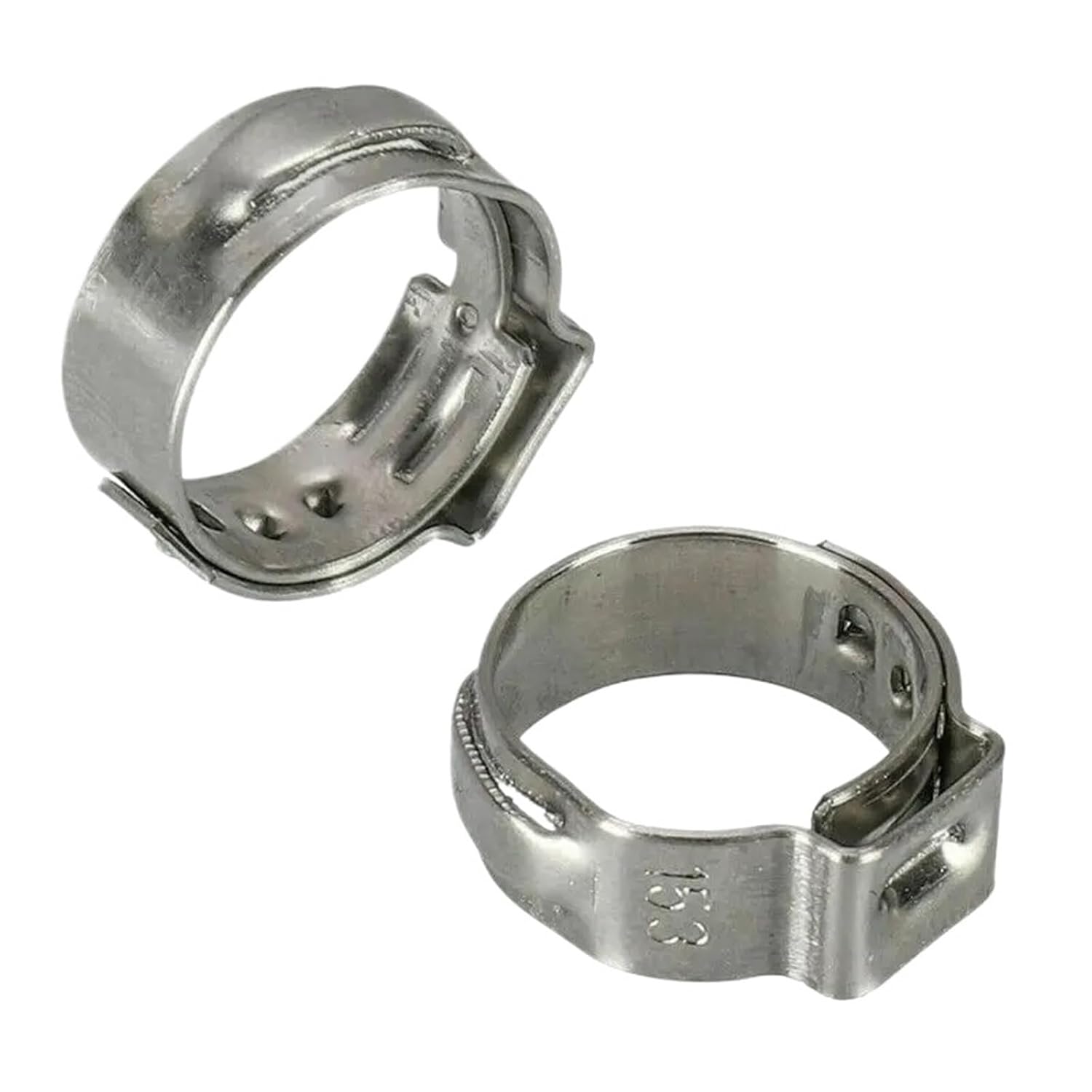 25pcs in Bags Single Ear Hose Clamps 5.8-23.5mm 304 Stainless Steel Ear Stepless Pipe Cinch Clamps Rings Assortment Kit(25pcs 7.0-8.7mm)