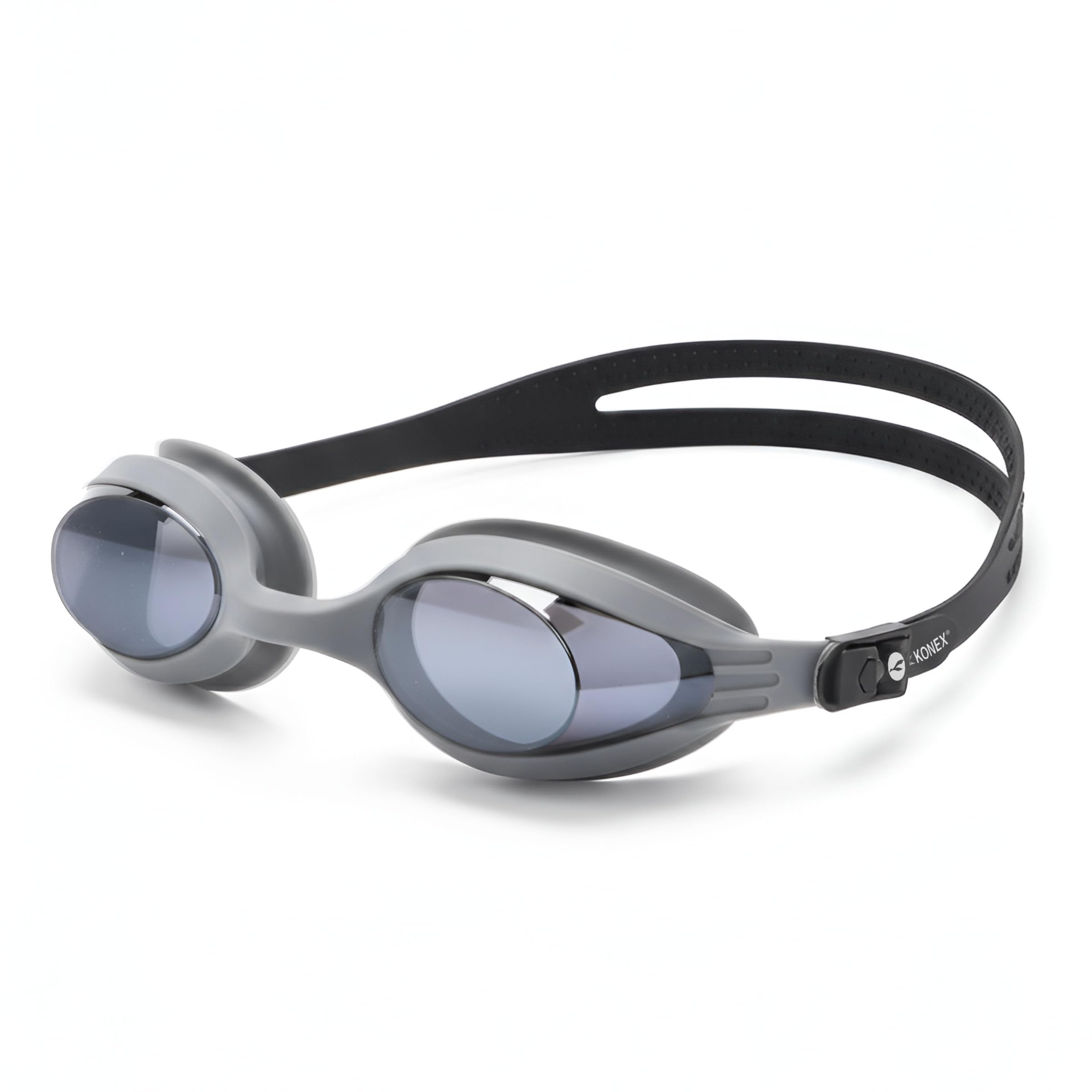 KONEX Eco Swimming Goggles for Adults | Polarised UV Protected Lens | Anti-Fog & Anti-Leak Design | Silicone Body with Adjustable Strap | Ideal for a Smooth & Perfect Swimming Experience - Grey