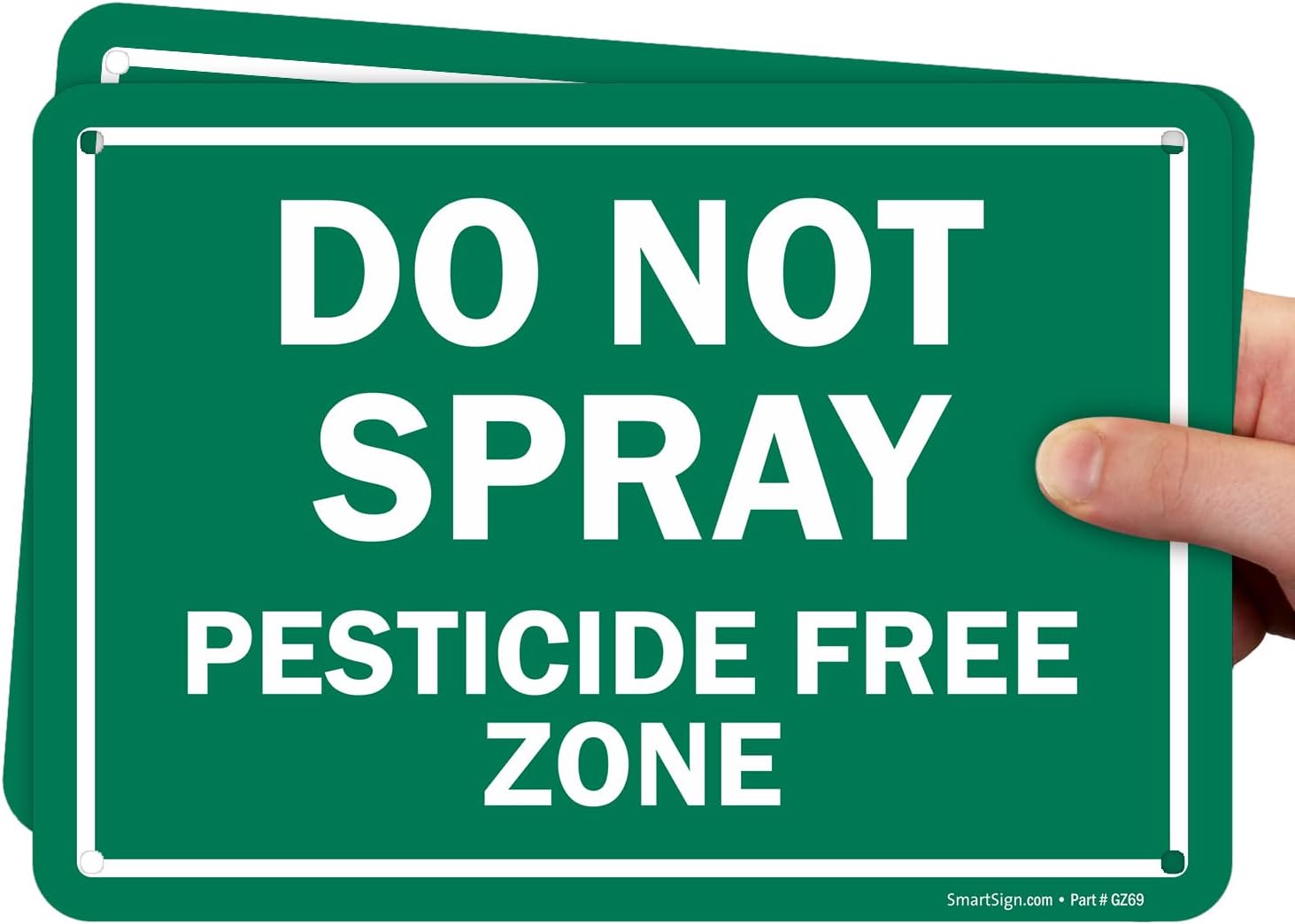 SmartSign 12 x 10 inch “Do Not Spray - Pesticide Free Zone” LawnBoss Yard Sign with 3 foot Stake, 40 mil Laminated Rustproof Aluminum, Green and White, Set of 1, Made in USA