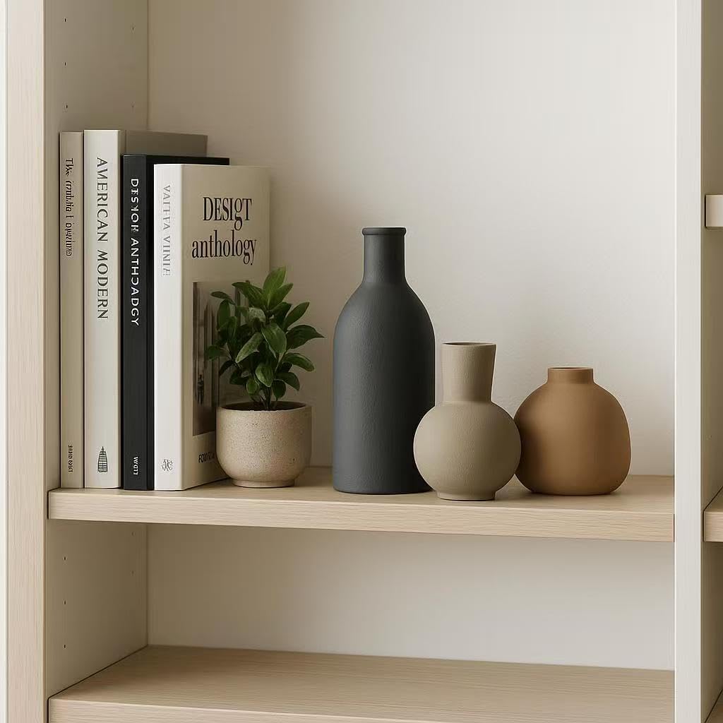 Ceramic Vase Set of 3, Modern Minimalist Farmhouse Style Home Decor Vases, Ideal for Pampas Grass & Dried Flowers, Perfect for Kitchen, Bedroom, Living Room & Dining Table Centerpiece (Multicolor) - Image 3