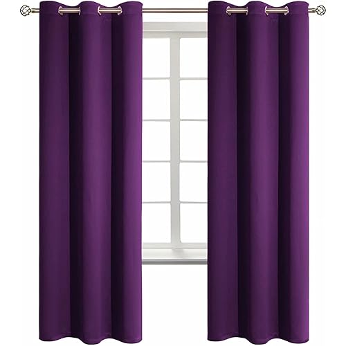 BGment Blackout Curtains - Grommet Thermal Insulated Room Darkening Bedroom and Living Room Curtain, Set of 2 Panels (42 x 72 Inch, Royal Purple)