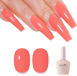 Imtiti Coral Gel Nail Polish, Coral Orange Peach Gel Polish High Gloss Soak Off UV LED Nail Gel Polish Spring Summer Art Manicure Salon DIY Design 10ML