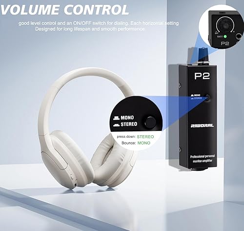 Miniatura 5 de Riworal Amplificador personal portátil recargable Amplificador de auriculares analógico Amplificador de auriculares estéreo Amplificador de audio de