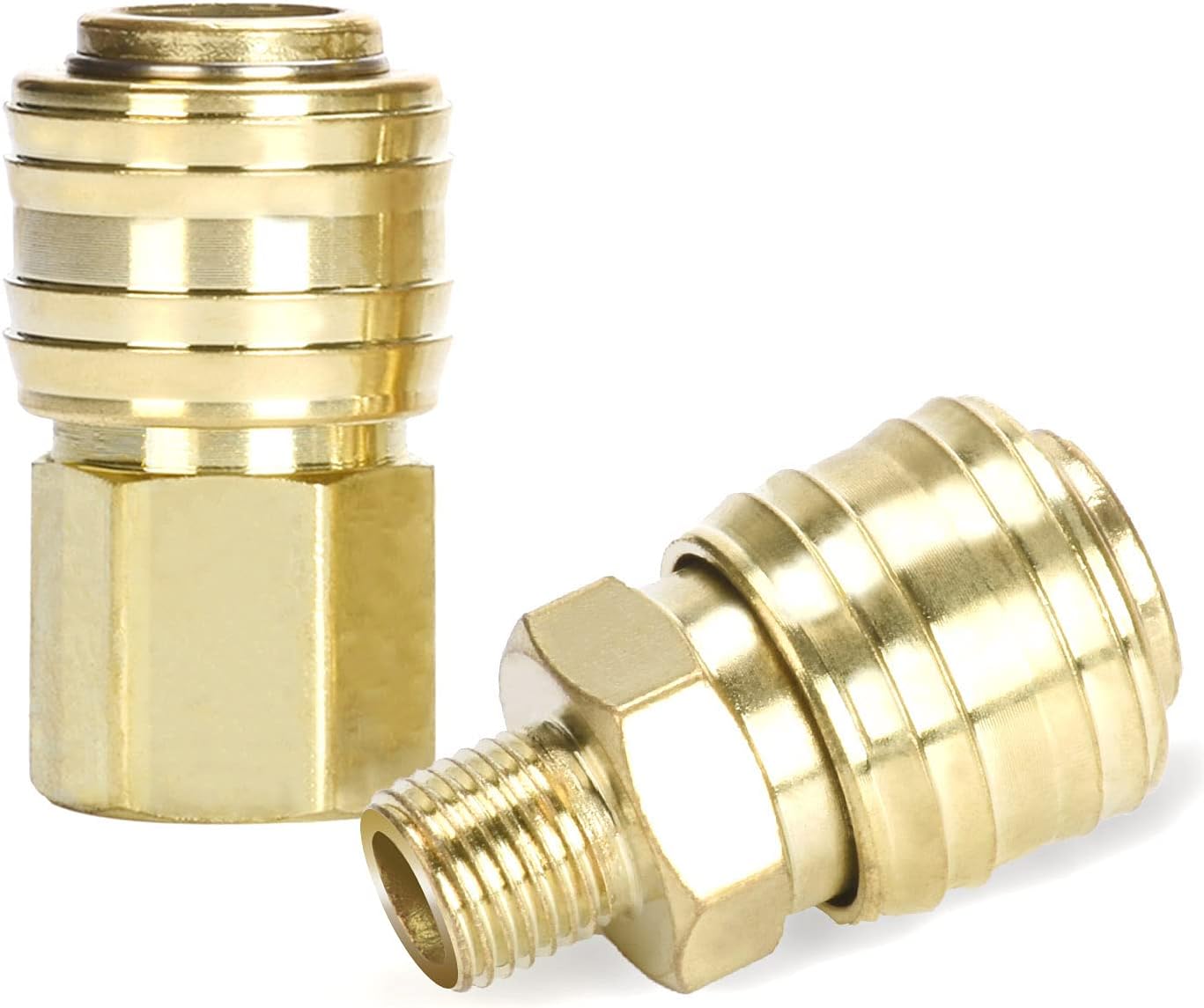 oumuik Air Line Couplings, 10 pcs 1/4 Euro/BSP Airline Fittings- Connectors for Compressor Hose Fittings, Gold, 1/4 Inch - Image 5