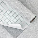 Skyblur 24"x118" Glitter Silver Wallpaper Stick and Peel Sparkly Silver Contact Paper Self Adhesive