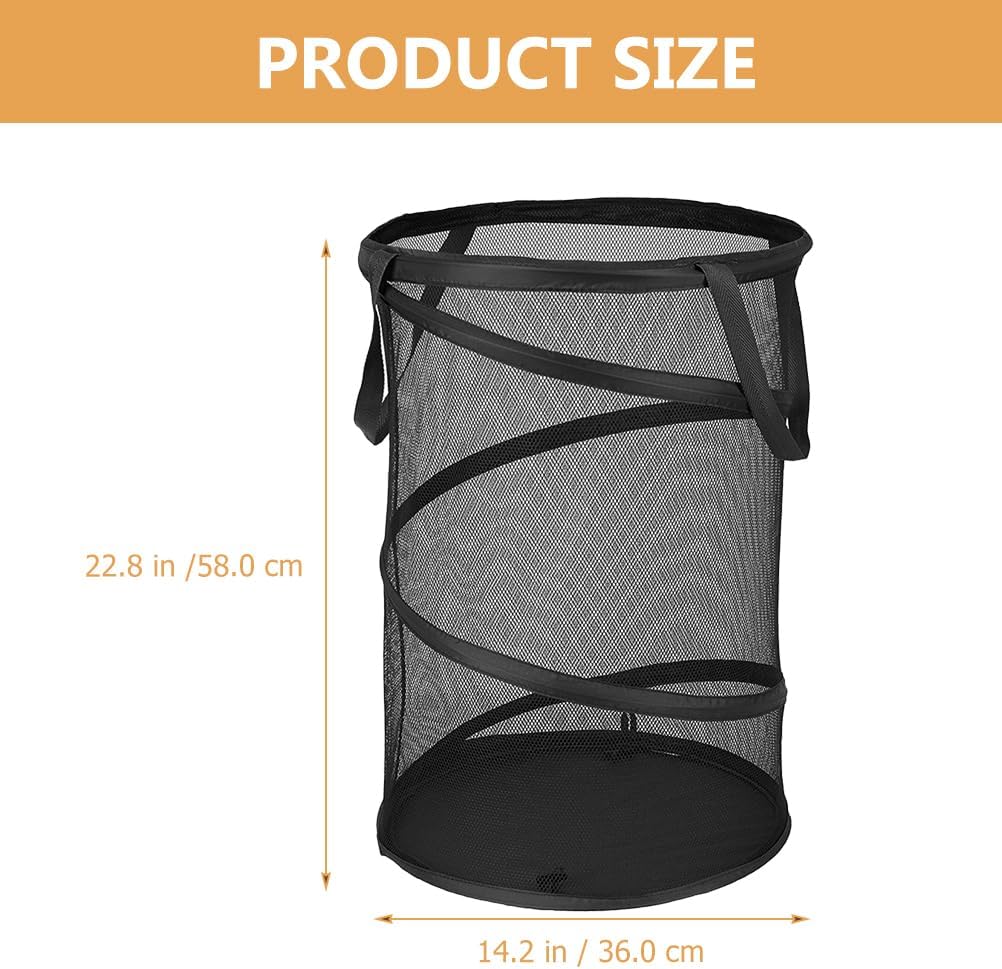 HOMSFOU Folding Mesh Laundry Basket Large Capacity Storage Bin for Clothes Toys and Sundries Space-saving Design for Bedroom Bathroom and Playroom Organization