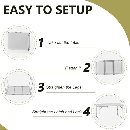 Vista 96 de Outvita Mesa de camping plegable portátil de 2.3 pies, mesa de picnic impermeable al aire libre, maleta ligera de aluminio, mesa plegable