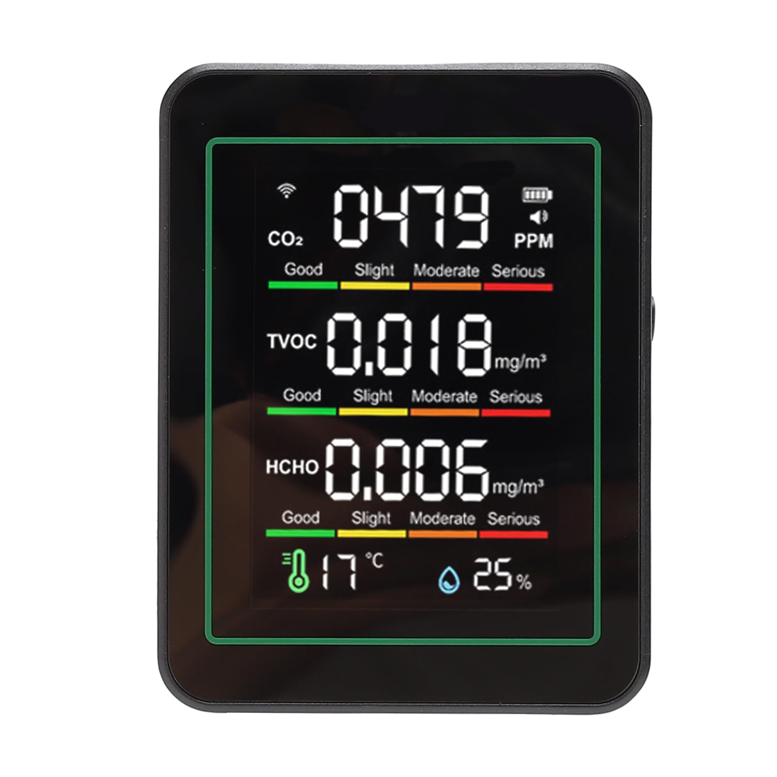 Kavolet Medidor de CO2 Interior WiFi para Monitor Inteligente de Calidad del Aire 5 en 1 con Pantalla LCD, Detector Sensor Infrarrojo para Gimnasio y Invernadero (MT11NW Negro, Sensor infrarrojo WiFi)