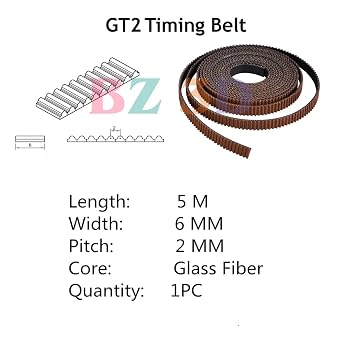 GT2 Timing Belt 6mm Width,Pitch 2mm,Upgrade Non-Slip Nylon Tooth Surface for 3D Printers.(5 Meters)