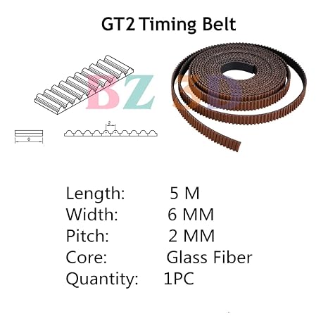 GT2 Timing Belt 6mm Width,Pitch 2mm,Upgrade Non-Slip Nylon Tooth Surface for 3D Printers.(5 Meters)