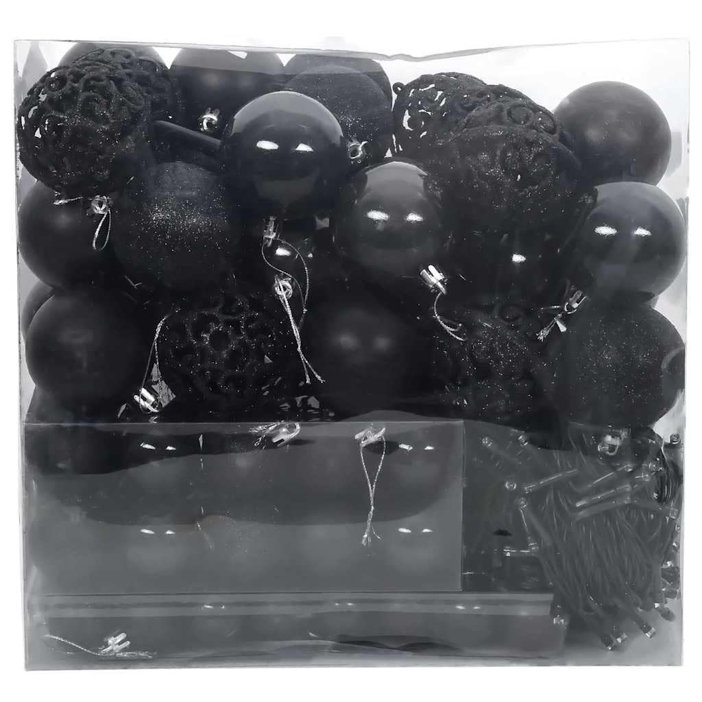 Juego de bolas de Navidad con 300 ledes, 120 unidades de plástico negro, 30 m, luz LED blanca cálida, alimentación USB, interior y exterior, iluminación festiva de Navidad para árbol, ventana