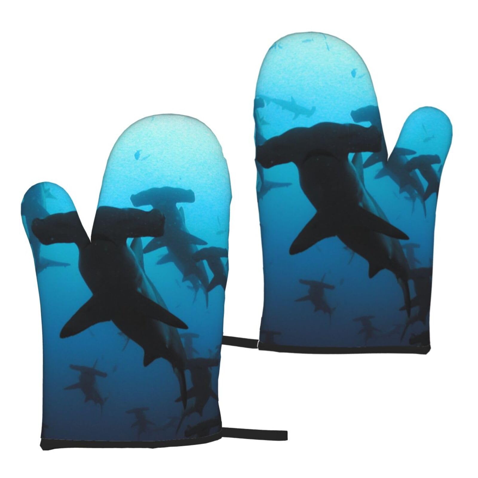 Hammerhead Sharks Print Universal Fit Comfort Gloves Protection Heat Resistant Oven Kitchen Baking Grilling