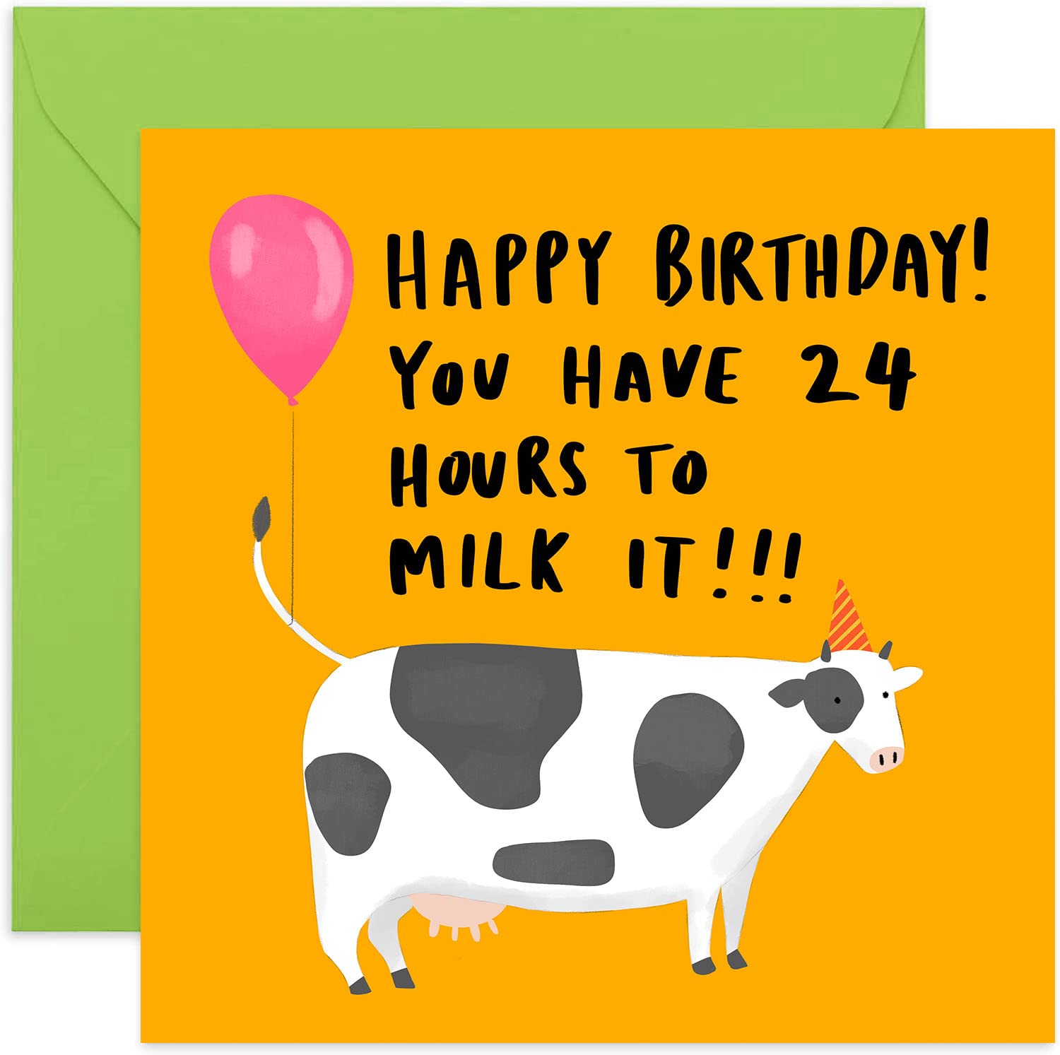 Old English Co. Funny Happy Birthday Cow Card - 24 Hours To Milk It ...