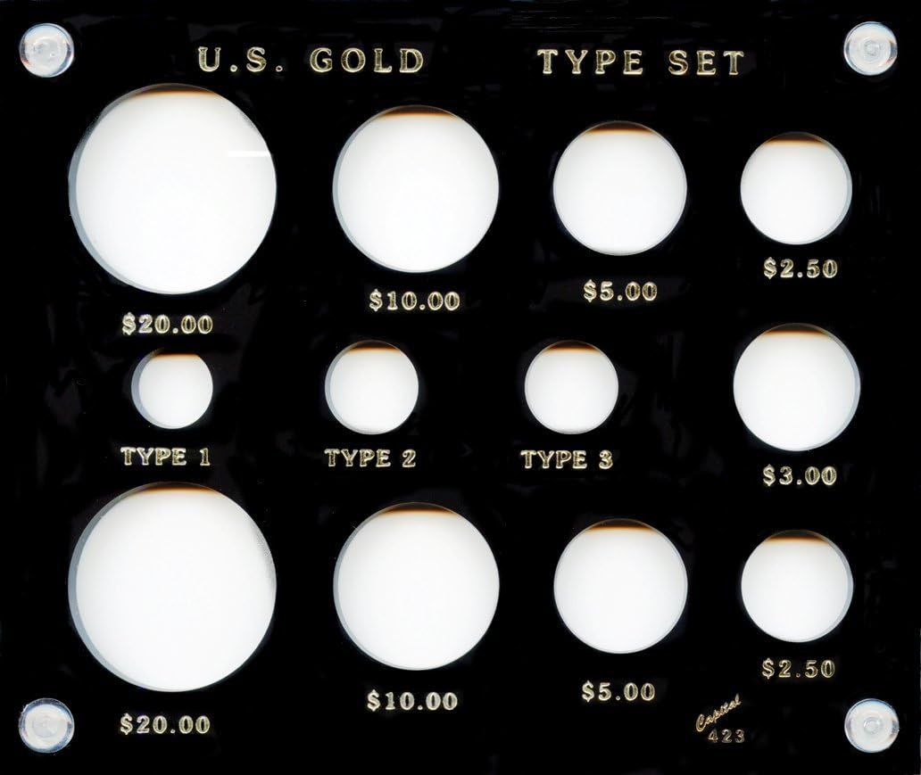 Capital Plastic 6 x 5 Acrylic panel screw together holder U.S. Gold Type Set 12 Coin Holder - Black