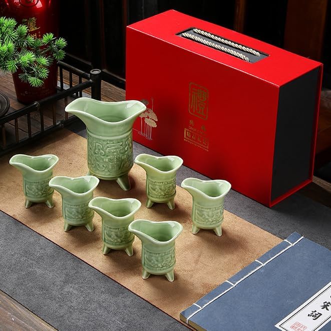 Copas para beber sake n soju, 7 piezas hechas a mano cerámica cerámica porcelana tazas tradicionales coreanas de mano para café expreso,