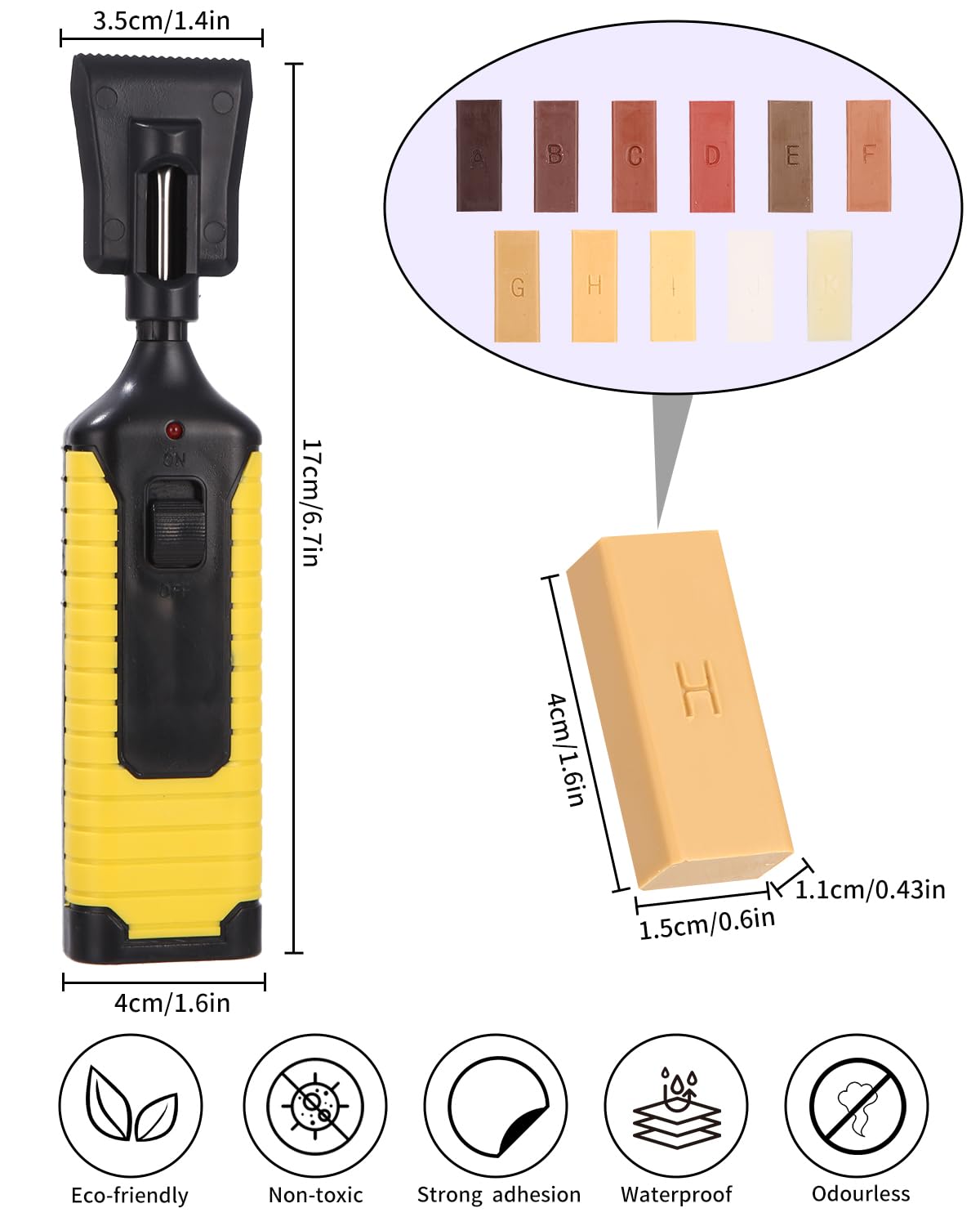 Kit de reacabado de suelos de madera laminada,11 colores de cera dura rellena de madera,Reparación fácil de azulejos, laminado,parquet ysuelos de,fundida para la reparación de grietas.