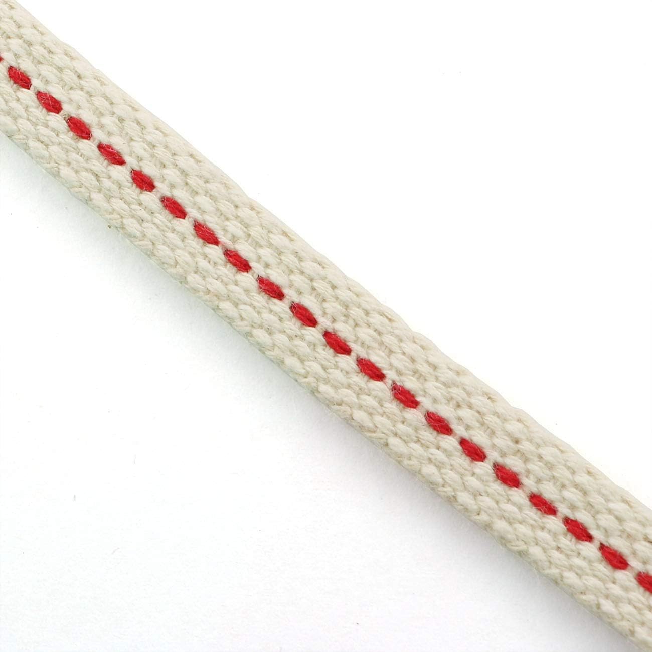 E-outstanding 2 Roll 3/8" Cotton Lantern Wick Flat Cotton Oil Lamp Wick with Red Stitch for Kerosene Burner Stove Lighting Lantern Oil Lamp Making